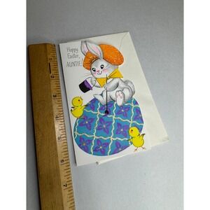 Vintage Rust Craft Happy Easter Auntie Greeting Card Bunny Chicks 10EF716-4 USA
